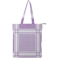 Square Purple Pattern Bead Purple Keffiyeh Purple Geometric Headdress Angle Violet Rectangle Double Zip Up Tote Bag by Jancukart