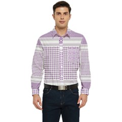 Square Purple Pattern Bead Purple Keffiyeh Purple Geometric Headdress Angle Violet Rectangle Men s Long Sleeve Pocket Shirt 
