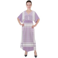 Square Purple Pattern Bead Purple Keffiyeh Purple Geometric Headdress Angle Violet Rectangle V-neck Boho Style Maxi Dress