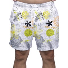 Doodle Flowers Hand Drawing Pattern Men s Shorts