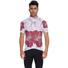 Red Hibiscus Flowers Art Men s Short Sleeve Cycling Jersey by Jancukart