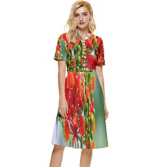 Gathering Sping Flowers  Button Top Knee Length Dress by artworkshop