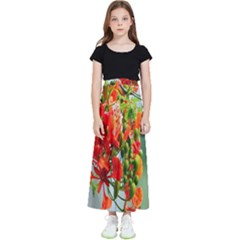 Gathering Sping Flowers  Kids  Flared Maxi Skirt by artworkshop