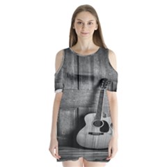 Acoustic Guitar Shoulder Cutout Velvet One Piece