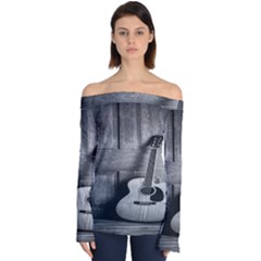 Acoustic Guitar Off Shoulder Long Sleeve Top by artworkshop