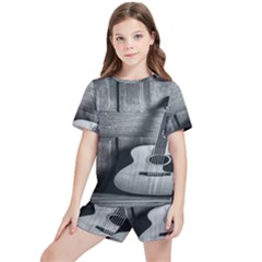 Acoustic Guitar Kids  Tee And Sports Shorts Set by artworkshop
