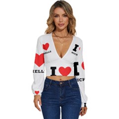 I Love Michelle Long Sleeve Deep-v Velour Top by ilovewhateva