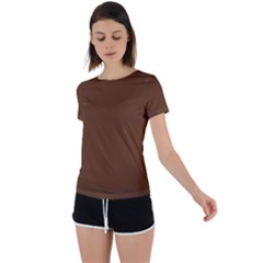 Caramel Brown	 - 	back Circle Cutout Sports Tee by ColorfulSportsWear