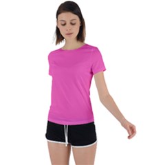 Bubble Gum Pink	 - 	back Circle Cutout Sports Tee by ColorfulSportsWear