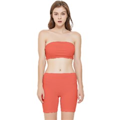 Soda Orange	 - 	stretch Shorts And Tube Top Set by ColorfulSportsWear