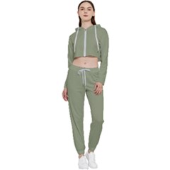 Artichoke Green	 - 	cropped Zip Up Lounge Set by ColorfulSportsWear