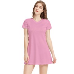 Amaranth Pink	 - 	short Sleeve V-neck Sports Dress by ColorfulSportsWear