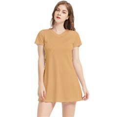 Earth Yellow	 - 	short Sleeve V-neck Sports Dress by ColorfulSportsWear