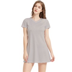 Pale Silver Grey	 - 	short Sleeve V-neck Sports Dress by ColorfulSportsWear