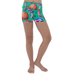 Mushroom Forest Kids  Lightweight Velour Yoga Shorts by GardenOfOphir