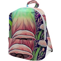 Tiny Forest Mushrooms Zip Up Backpack by GardenOfOphir