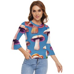 Cozy Forest Mushrooms Bell Sleeve Top