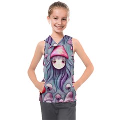 Witchy Mushroom Forest Kids  Sleeveless Hoodie by GardenOfOphir