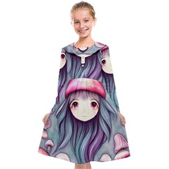 Witchy Mushroom Forest Kids  Midi Sailor Dress by GardenOfOphir