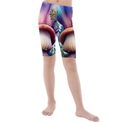 Forestcore Mushroom Kids  Mid Length Swim Shorts