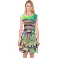 Farmcore Mushroom Capsleeve Midi Dress