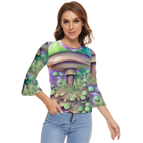 Farmcore Mushroom Bell Sleeve Top by GardenOfOphir