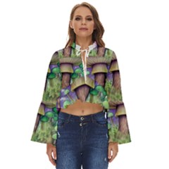 Farmcore Mushroom Boho Long Bell Sleeve Top