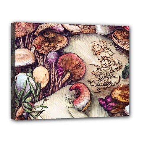 Dainty Mushroom Pendant Canvas 14  X 11  (stretched) by GardenOfOphir
