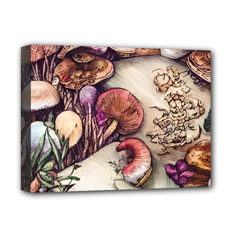 Dainty Mushroom Pendant Deluxe Canvas 16  X 12  (stretched)  by GardenOfOphir