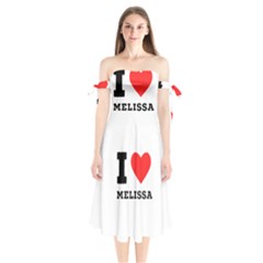 I Love Melissa Shoulder Tie Bardot Midi Dress by ilovewhateva