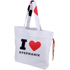 I Love Stephanie Drawstring Tote Bag by ilovewhateva