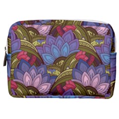 Purple Red And Green Flowers Digital Wallpaper Patterns Ornament Make Up Pouch (medium)