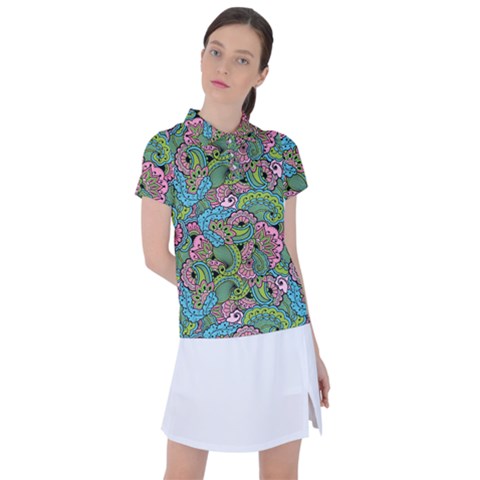 Background Texture Paisley Pattern Women s Polo Tee by Jancukart