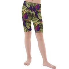 Pattern Vector Texture Style Garden Drawn Hand Floral Kids  Mid Length Swim Shorts by Jancukart