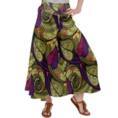 Pattern Vector Texture Style Garden Drawn Hand Floral Satin Palazzo Pants