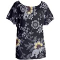 White And Yellow Floral And Paisley Illustration Background Women s Oversized Tee View1