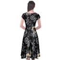 White And Yellow Floral And Paisley Illustration Background Cap Sleeve Wrap Front Dress View2