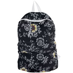 White And Yellow Floral And Paisley Illustration Background Foldable Lightweight Backpack by Jancukart