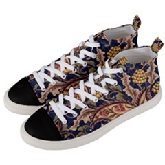 Leaves Flowers Background Texture Paisley Men s Mid-top Canvas Sneakers