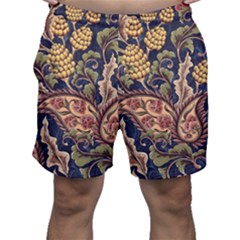 Leaves Flowers Background Texture Paisley Men s Shorts