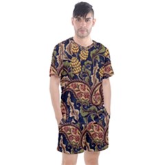 Leaves Flowers Background Texture Paisley Men s Mesh Tee And Shorts Set