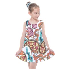 Flowers Pattern Texture White Background Paisley Kids  Summer Dress