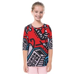 Multicolored Doodle Art Street Art Kids  Quarter Sleeve Raglan Tee