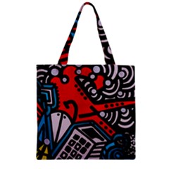 Multicolored Doodle Art Street Art Zipper Grocery Tote Bag by Jancukart