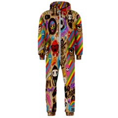 Multicolored Doodle Art Wallpaper Hooded Jumpsuit (men)