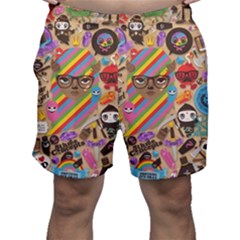 Multicolored Doodle Art Wallpaper Men s Shorts