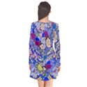 Blue Yellow Background Pattern Vector Texture Paisley Long Sleeve V-neck Flare Dress View2