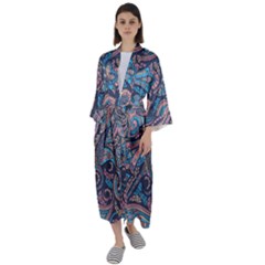 Background Ornament Paisley Maxi Satin Kimono