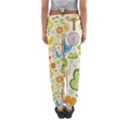 Nature Doodle Art Trees Birds Owl Children Pattern Multi Colored Women s Jogger Sweatpants View2