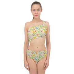 Nature Doodle Art Trees Birds Owl Children Pattern Multi Colored Spliced Up Two Piece Swimsuit by Jancukart